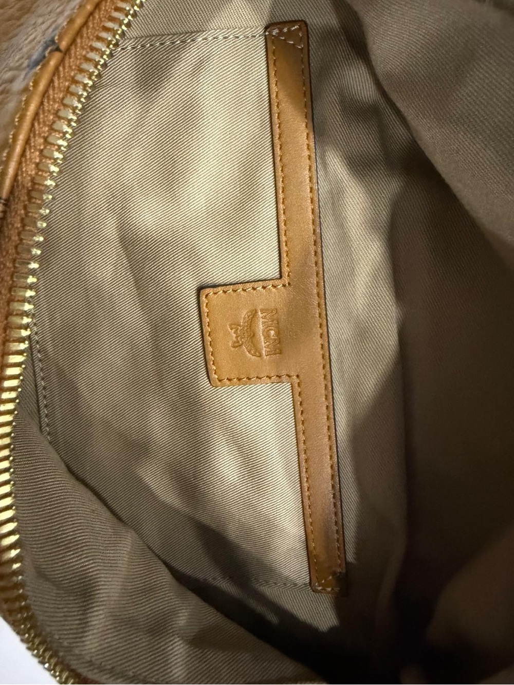 MCM Tan Visetos Logo Belt Bag with Black Strap - Picture 3 of 6